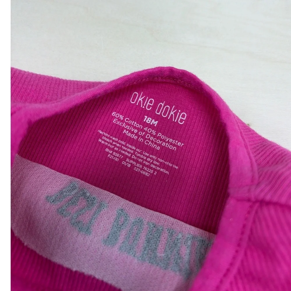 Okie Dokie Magenta Pink Ribbed Best Bunnies Long Sleeve Bodysuit 18M